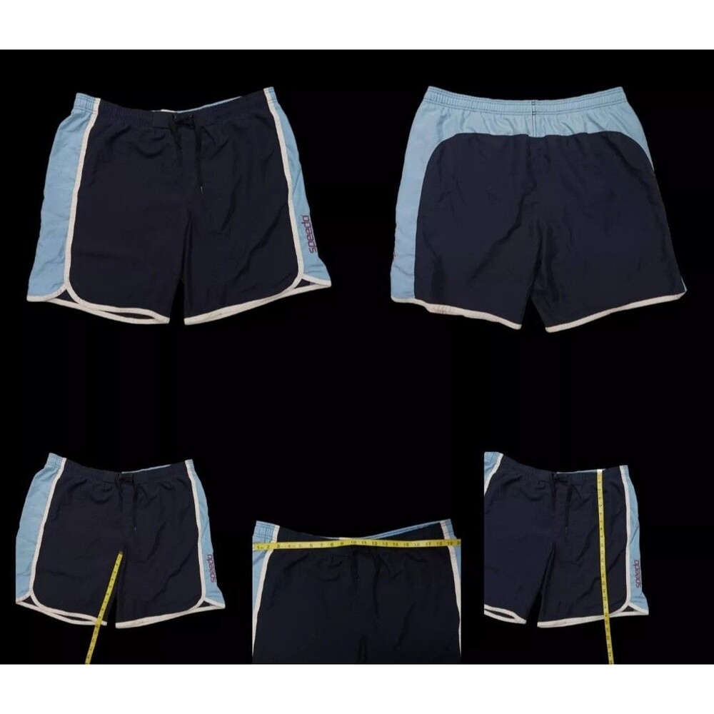 Vintage SPEEDO Men's Boardshorts elastic Swim Trunks Size Large Blue Mesh Lined